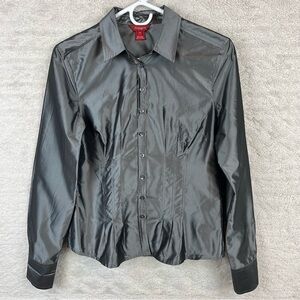 SUNDANCE 100% Silk Metallic Button Down Blouse Size 4